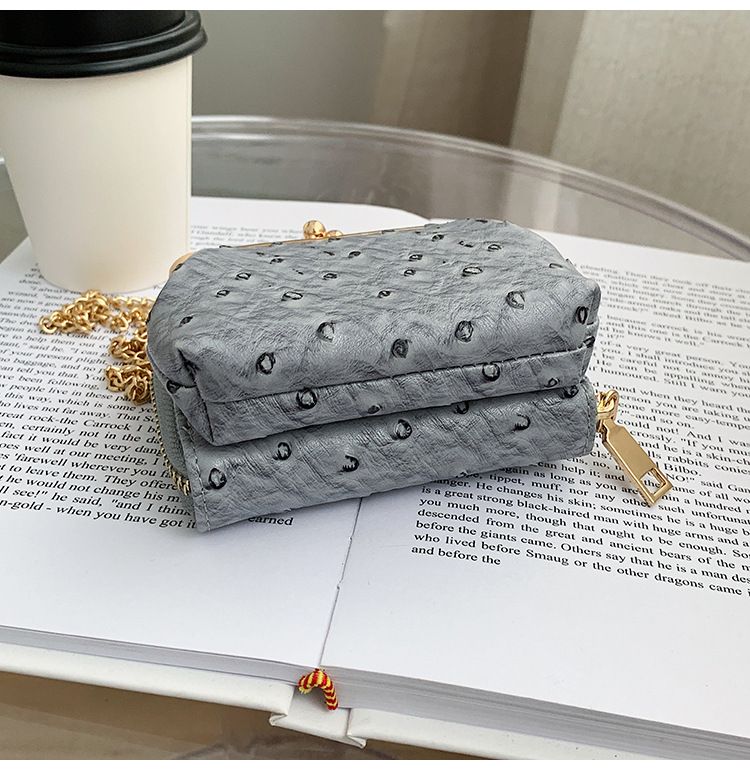 Torebka damska na jedno ramię, wzór strusia, mała torebka typu crossbody, tekstura popularna_voghion.com