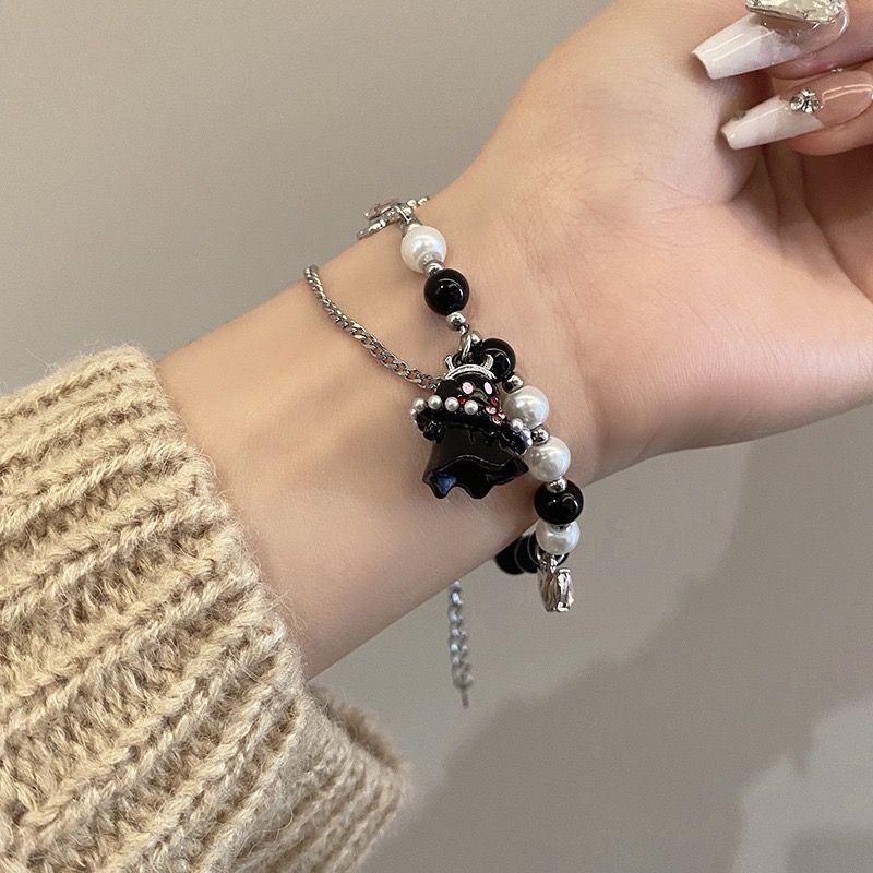 Schwarz-Weiß-Geist Günstige weibliche Bestie Zubehör Kalt Minimalist High-End Süße Cool Hot Girl Paar Armband_voghion.com