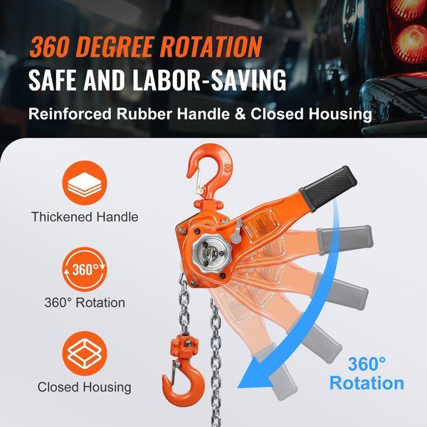 Manual Lever Chain Hoist, 3/4 Ton 1650 Lbs Capacity 10 FT Come Along, G80 Galvanized Carbon Steel With Weston Double-Pawl Brake, Auto Chain Leading_voghion.com