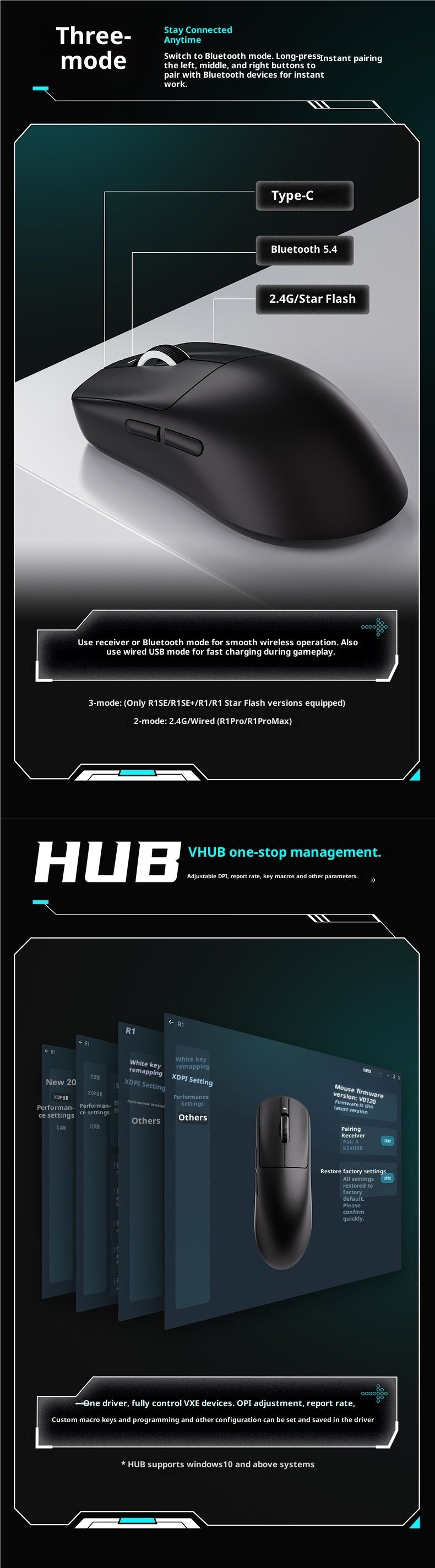 Digitex VXE Dragonfly R1 Serie Gaming-Maus für E-Sport: Lange Akkulaufzeit, kabellos, leicht, ergonomisch_voghion.com