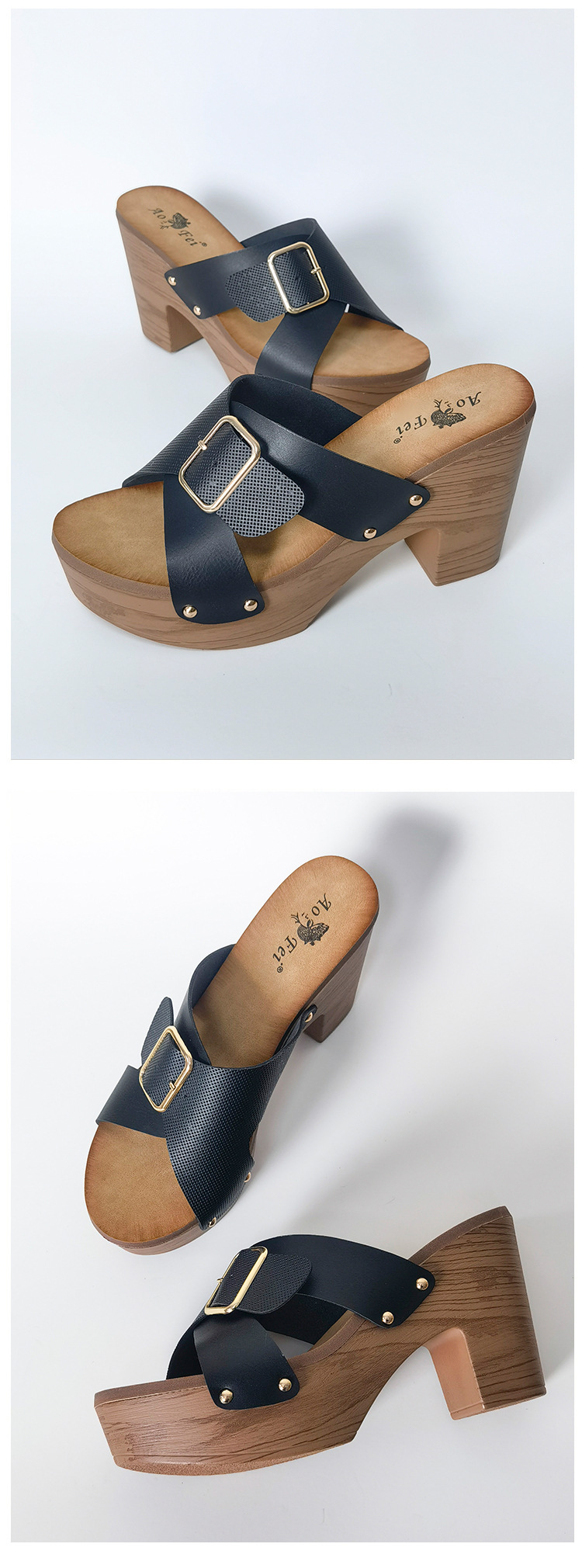 New Thick High Heel Shoes Fashion Large Slippers Women's Sandal_voghion.com