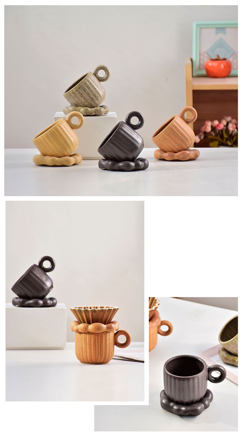 Unique Japanese Style Creative Afternoon Tea Breakfast Hanging Ear Coffee Latte Art Cup And Saucer_voghion.com