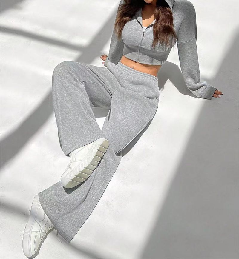 Women's Zip-Up Hoodie & Jogger Set – Casual Lounge & Streetwear Two-Piece (S-XXL, Breathable Poly-Spandex Blend)_voghion.com
