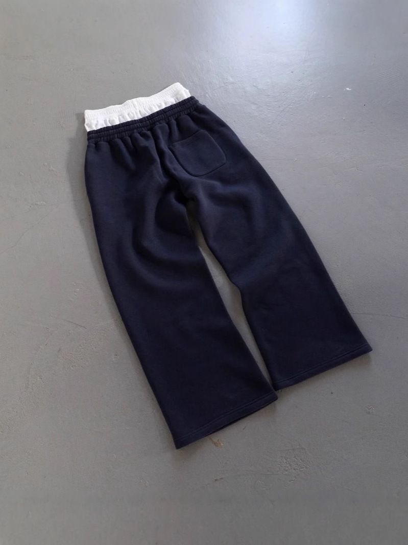 Men's Clothing Autumn And Winter Plus Velvet Sweatpants Women Elastic Waist Drawstring Sports Letter Embroidery Loose Straight Women's Casual Trousers_voghion.com