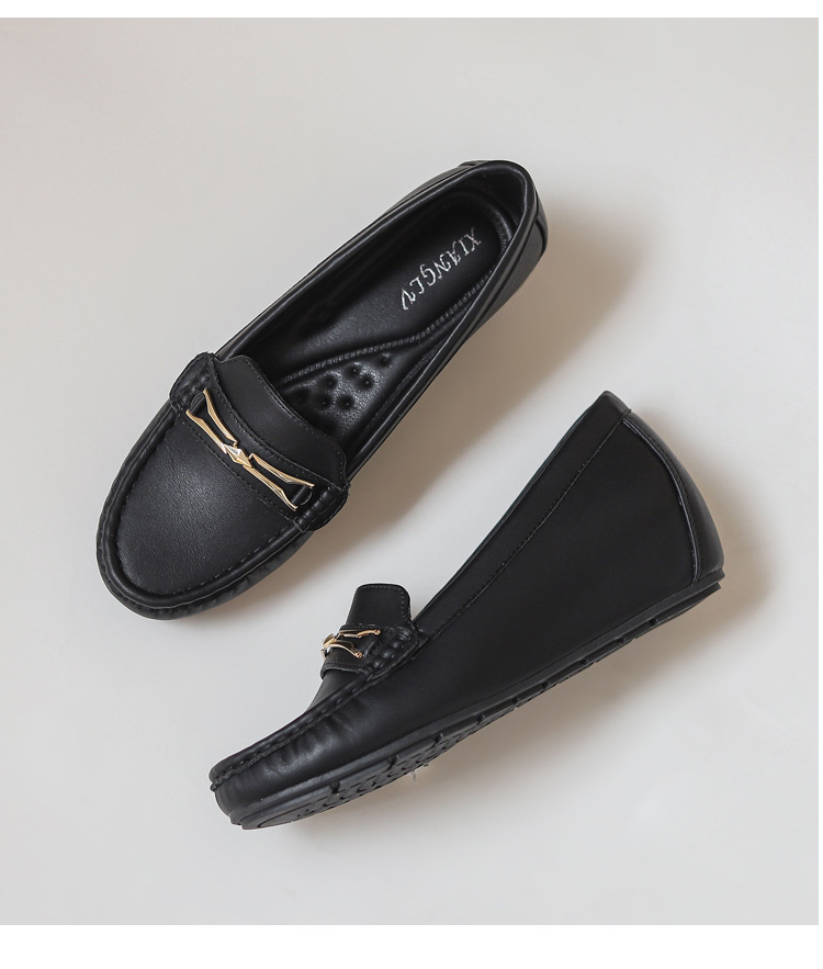 single shoes for women new style inner heightening one-leg soft sole comfortable and not tiring feet mother beanie shoes_voghion.com