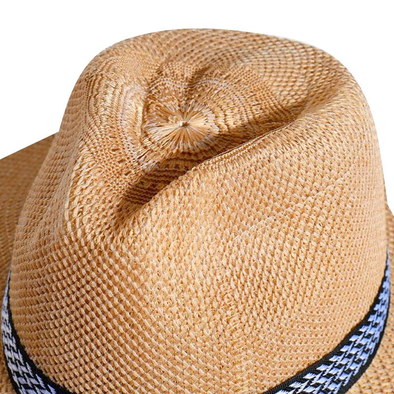 Gorra de pesca Panamá de ala ancha para hombre, transpirable, de paja, con protección UV, informal, para exteriores, de verano, 56-58 cm_voghion.com