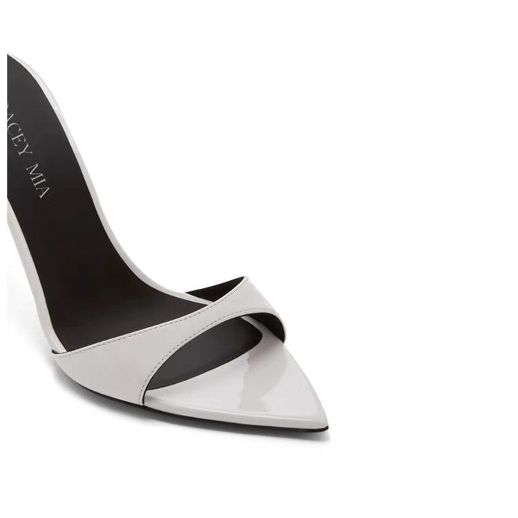 Pantofole con tacco alto e punta a punta, nuove in stile estivo 2025, con cinturino singolo, tinta unita, taglie forti, da donna_voghion.com