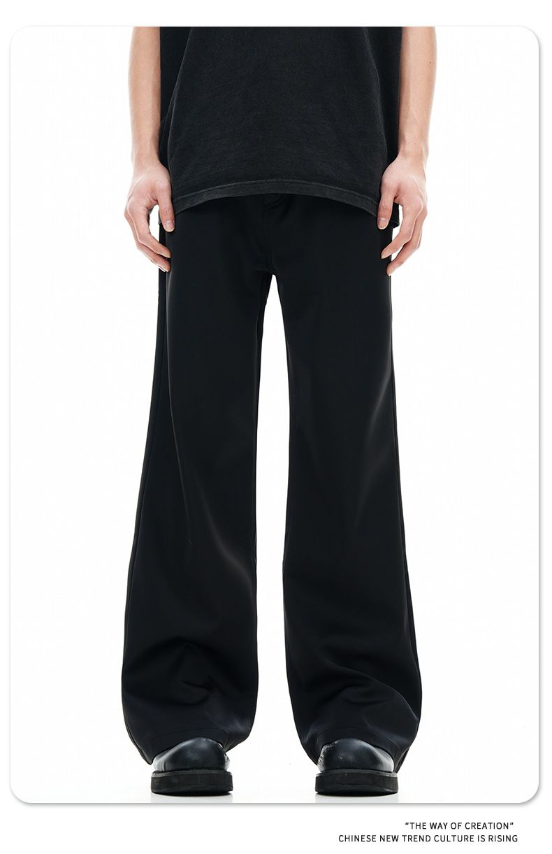 Unisex Retro Flared Trousers – Clean Fit Wide-Leg Pants With Stacked Hem (93% Polyester, S-XXL, Sage Green/Black)_voghion.com