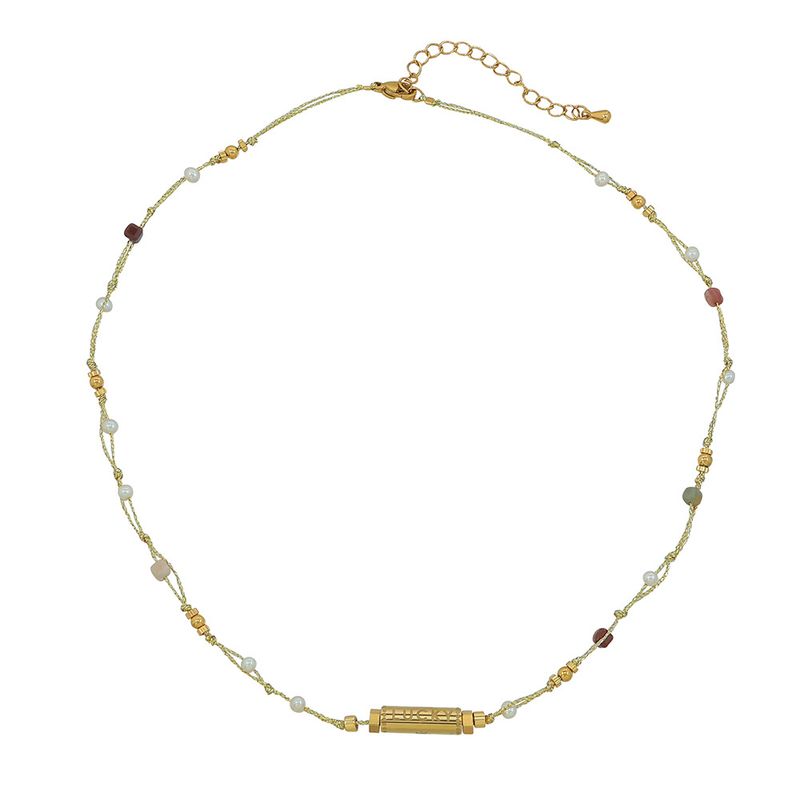 Nuova collana bohémien in pietra naturale colorata con design di nicchia e ciondolo a forma di occhio di demone di alta qualità con catena per clavicola_voghion.com