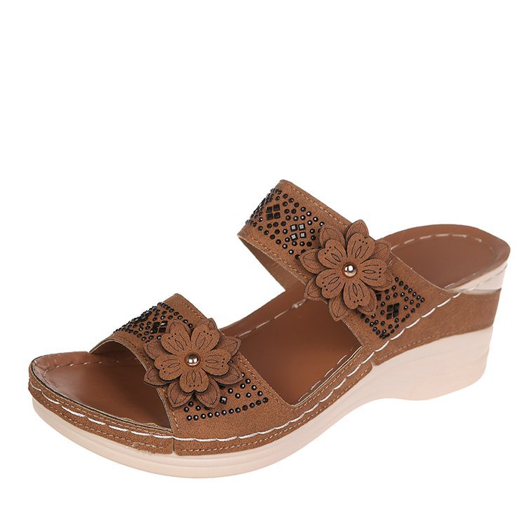 Sandali da donna grandi dimensioni casuali sandali da donna con zeppa a forma di fiore_voghion.com