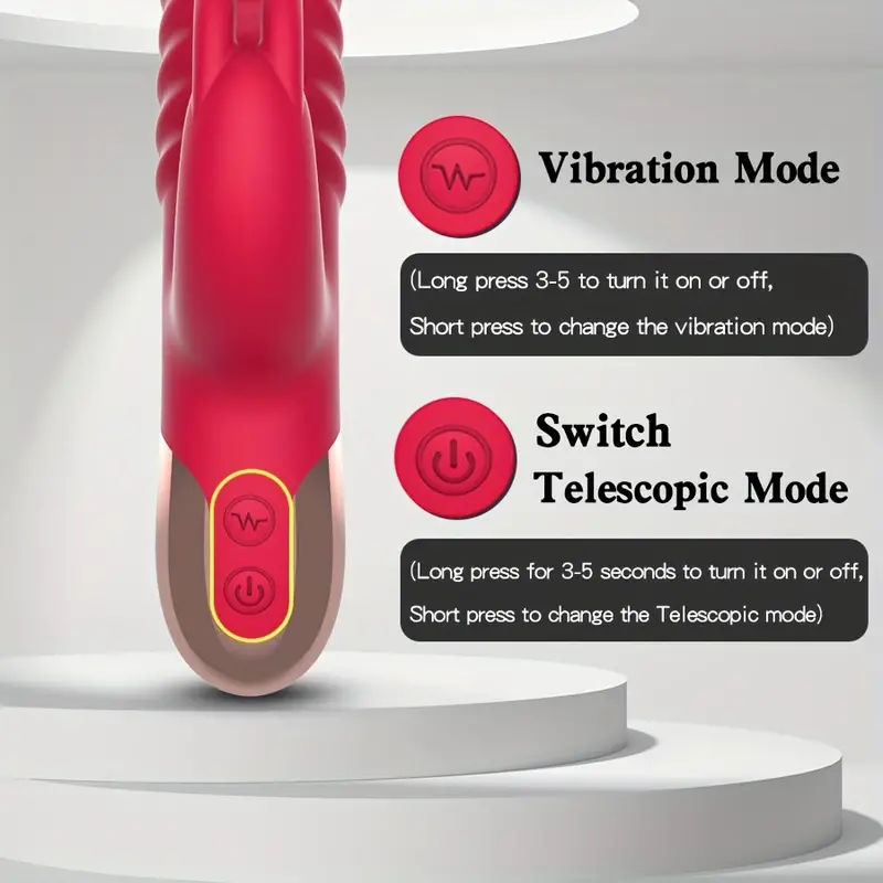 1pc vibrateur de lapin de poussée, vibrateur de gode en Silicone réaliste à charge magnétique télescopique et rotatif 10 Modes de vibration jouets sexuels pour femmes_voghion.com