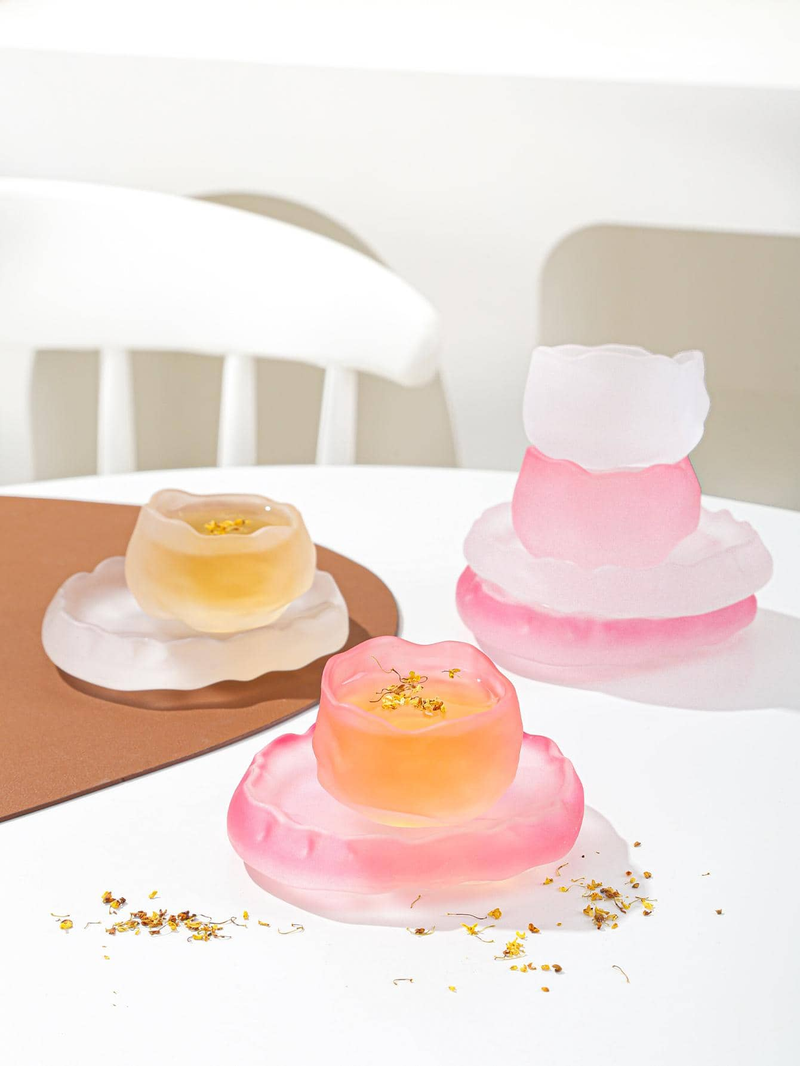 1PC new Japanese style early snow gradient women's tea making glass cup, female master cup, tea tasting cup _voghion.com