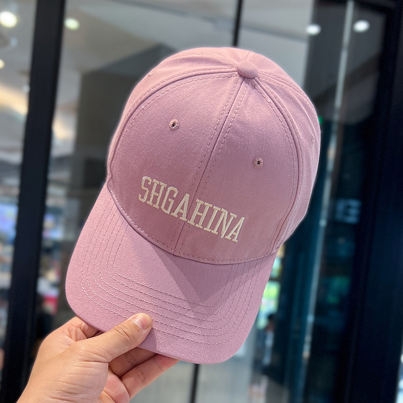 Unisex beisbola cepure ar rozā izšūtu burtu cepuri jaunajiem studentiem ar lielu galvu ap cieto jumta vizieri Tide_voghion.com