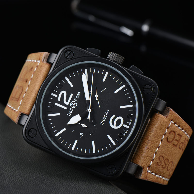 【Bell & Ross】 Alternatief sporthorloge met vierkante wijzerplaat, hoogwaardig leer_voghion.com