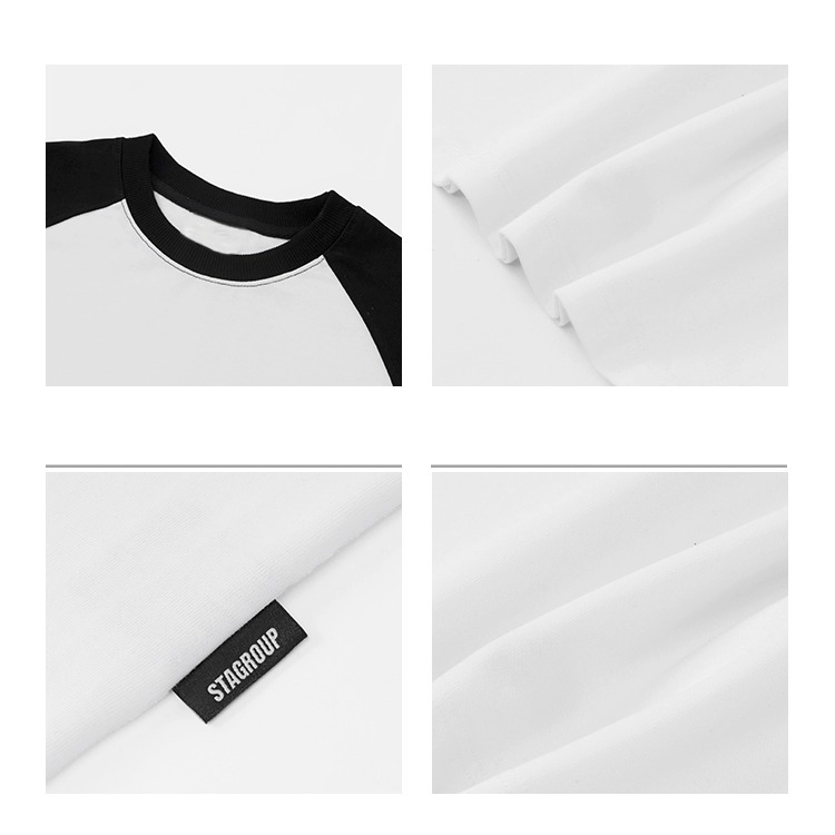 Mann kleidung der Schwere Klett stickerei langarm T-shirt jungen mode marke reine baumwolle lose paar_voghion.com