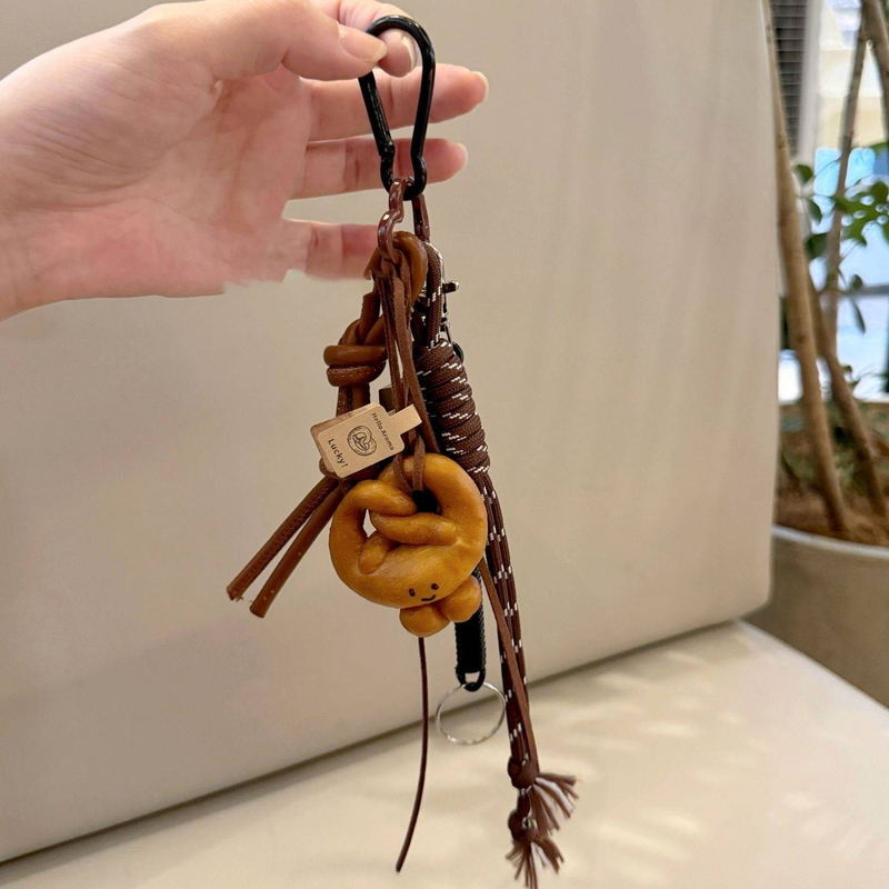 Autumn and winter cute alkaline water bread Korean ins bag pendant chocolate mountaineering rope keychain decoration lanyard_voghion.com