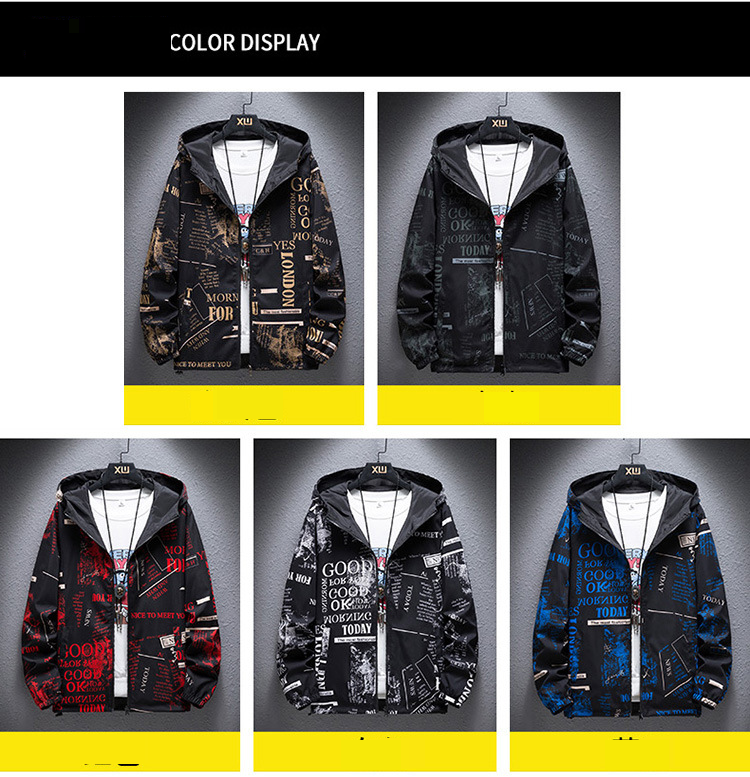 Herretøj Plus Size Stor Størrelse Jakke Tynd Camouflage Dobbeltsidet Vindjakke Printjakke_voghion.com