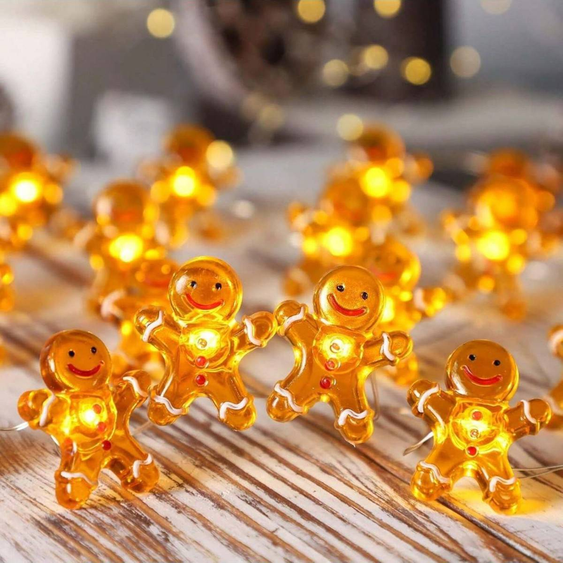 Luces LED de alambre de cobre, luces de colores, luces decorativas navideñas, alces navideños, copos de nieve, muñecos de nieve, guirnaldas de luces con cierre._voghion.com