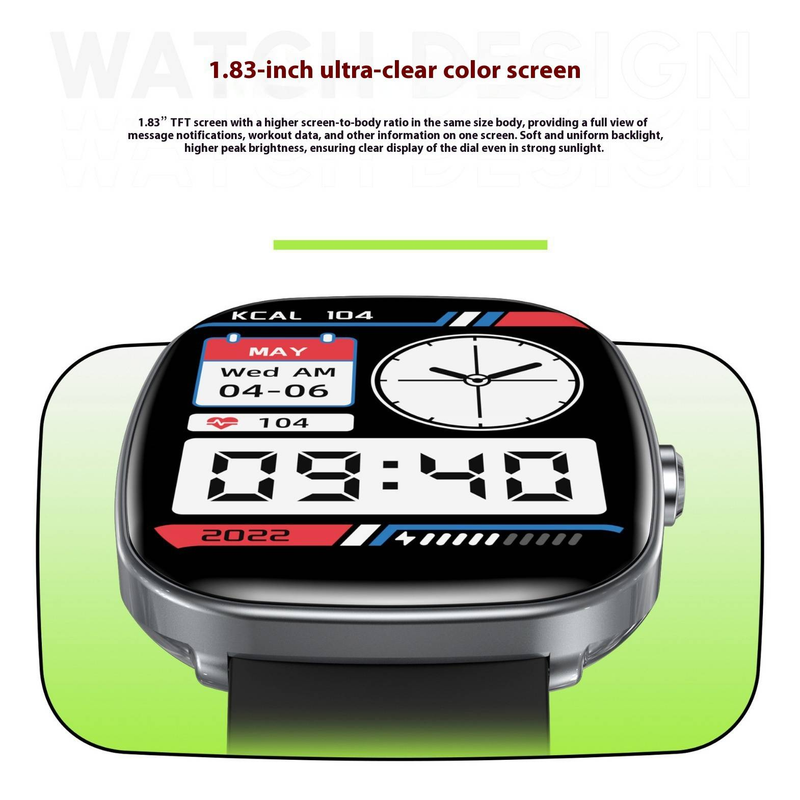 S5 Smart Watch With Blood Pressure Monitor, 1.83" HD Screen, Waterproof Fitness Tracker, Bluetooth Call, SpO2 & Heart Rate Tracking_voghion.com