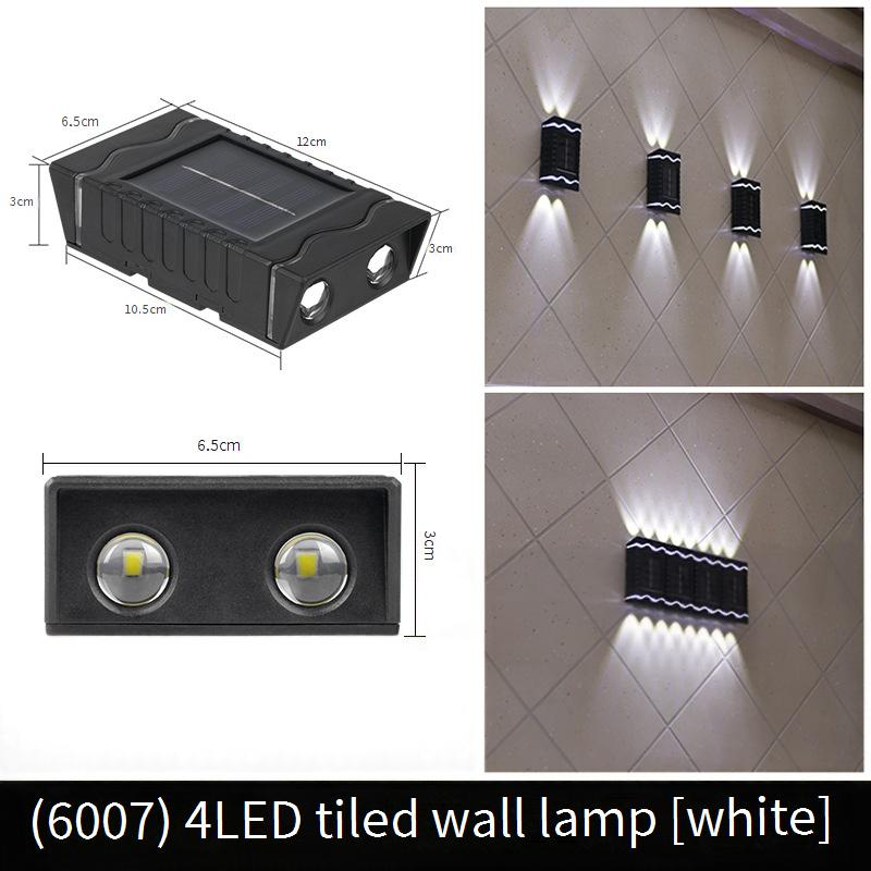 Luminárias de parede solares para jardim e pátio - Luzes decorativas externas à prova d'água com lentes côncavas de 4 LEDs e opções de luz branca/quente_voghion.com