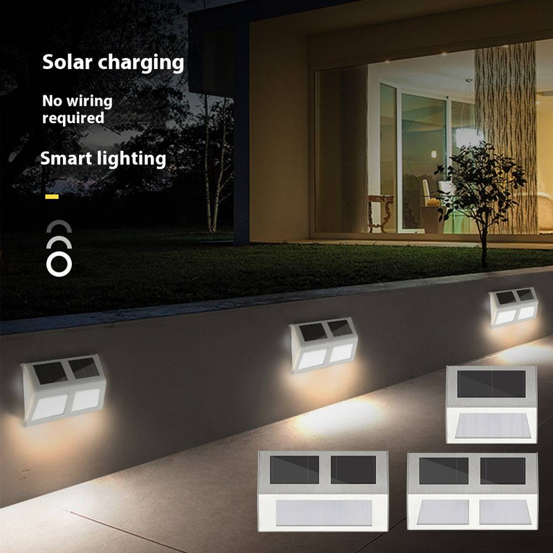 HDH Solar-Stufenleuchten für den Außenbereich, warmweiße LED-Treppenleuchten für Garten, Weg, Zaun, Wand, Terrasse, wasserdichte und energiesparende dekorative Beleuchtung_voghion.com