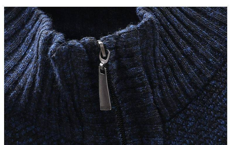 Heren opstaande kraag trui met halve rits, mode plus fluweel, dikke warme casual trui voor heren_voghion.com