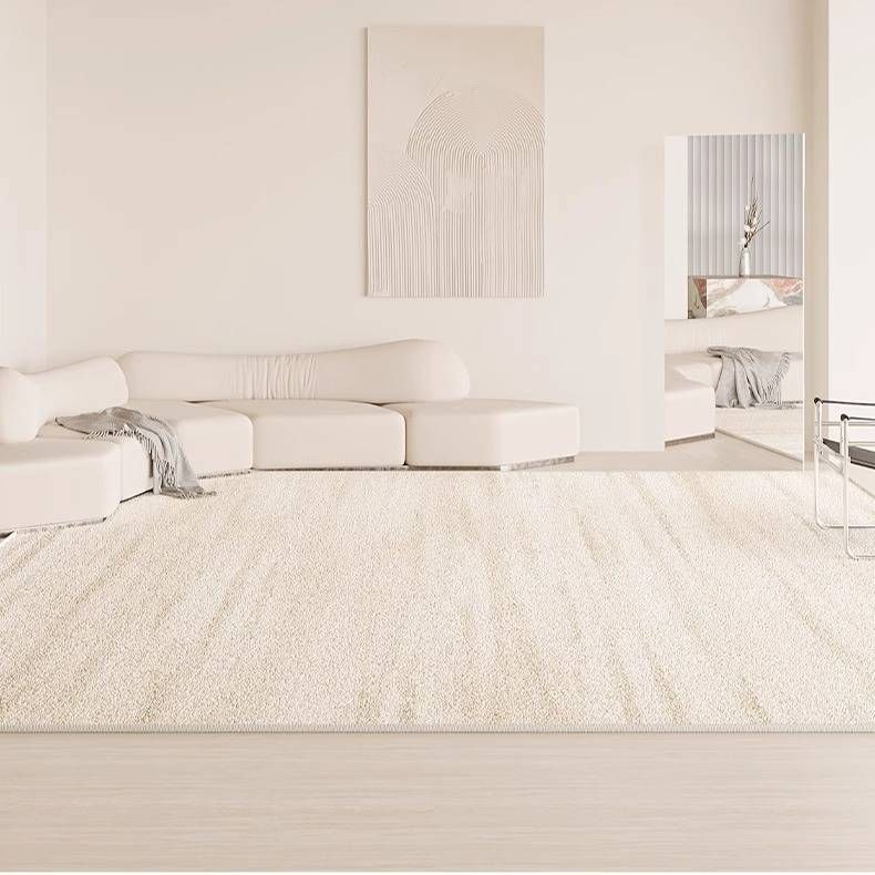 Luxury Cream-Colored Living Room Rug – Soft Polyester Sofa Carpet For Bedroom & Lounge – Stain-Resistant Easy-Clean Area Mat_voghion.com