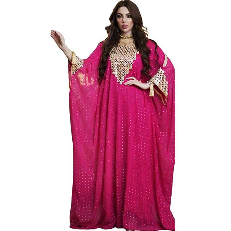 Γυναικείο abaya σιφόν πλαστικό φόρεμα Dubai μεγάλο μέγεθος swing φούστα_voghion.com