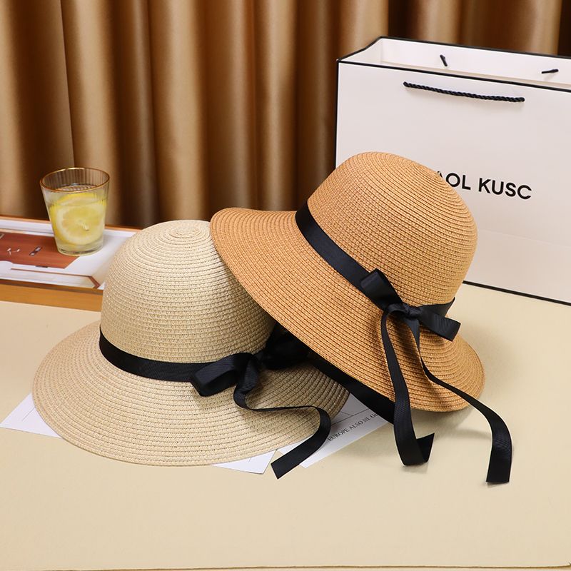 Slaměný klobouk dámský letní slunečník přímořský slunečník letní klobouk s velkou krempou UV opalovací krém klobouk příliv a odliv_voghion.com