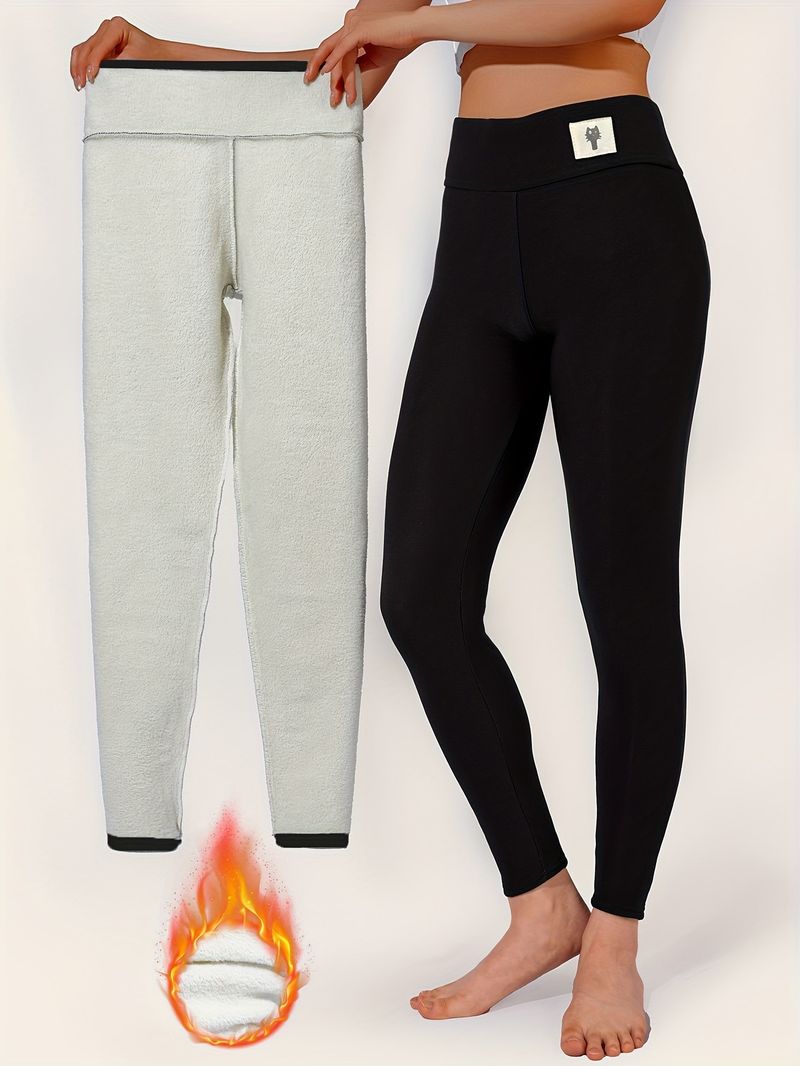 Leggings taille haute en polaire avec chat brodé pour femme – Pantalon thermique d'hiver pour la course et le cyclisme (noir/gris, S-XXL, coupe slim)_voghion.com