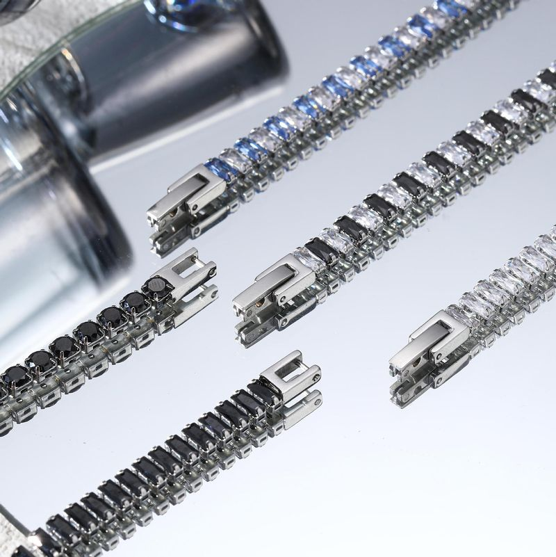 Titanstahl Zirkon Armband Edelstahl Tennisarmband Herren Damen Schmuck_voghion.com