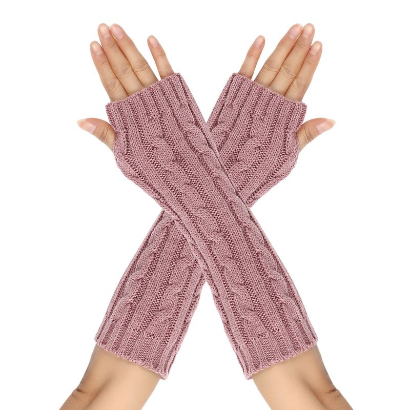 Unisex Twist 8-stellige Handschuhe Herren und Damen gleiche Wolle fingerlose Manschette gestrickt warm mittellang_voghion.com