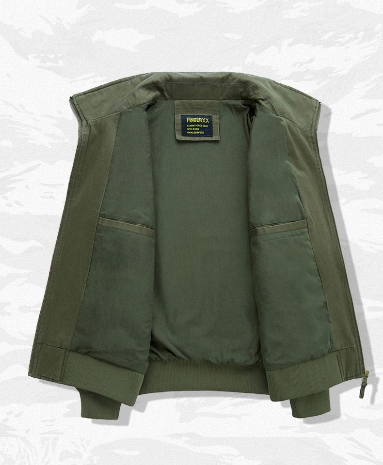 Men’s Lightweight Workwear Jacket – Breathable Cotton Shell With Utility Pockets (M-4XL, Black/Army Green/Khaki)_voghion.com