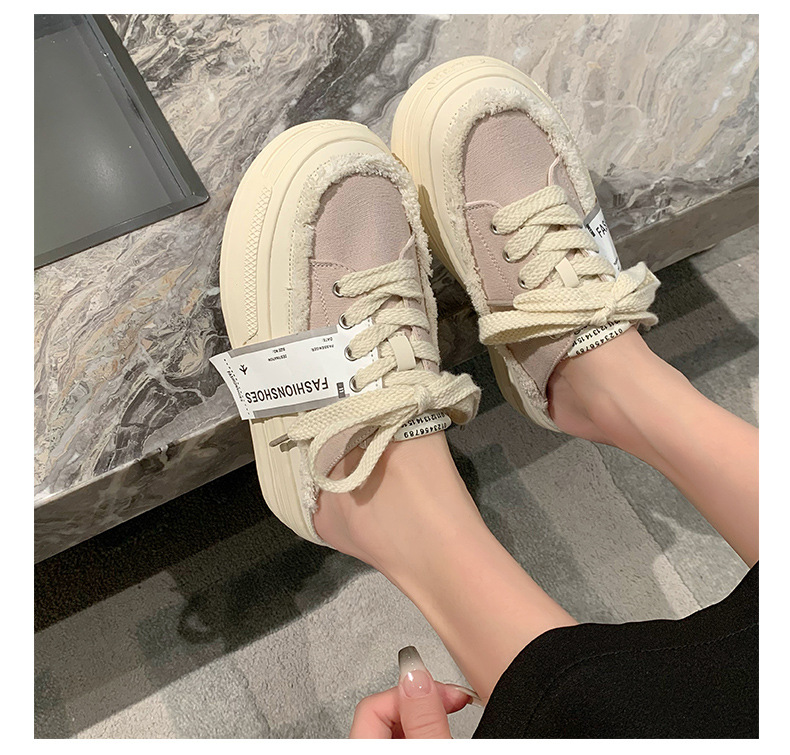 Baotou Semi-trail Canvas Shoes Women 2023 New Summer Net Red Slip-on Lazy shoes thick-soled heightened beggar shoes_voghion.com