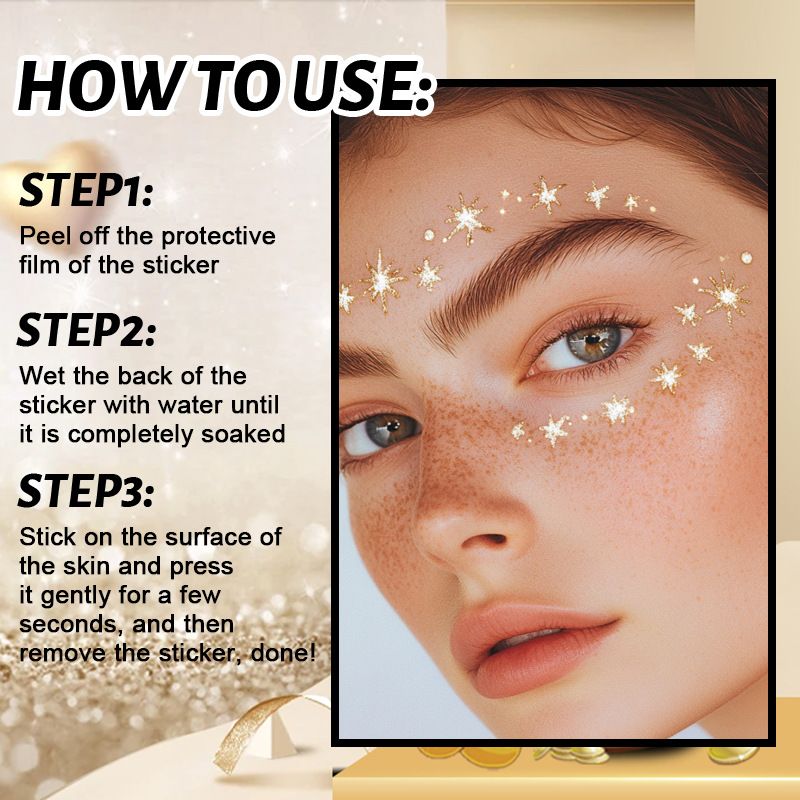 Adesivi per trucco temporaneo con lentiggini realistiche, impermeabili e anti-sudore, con stampa in oro_voghion.com