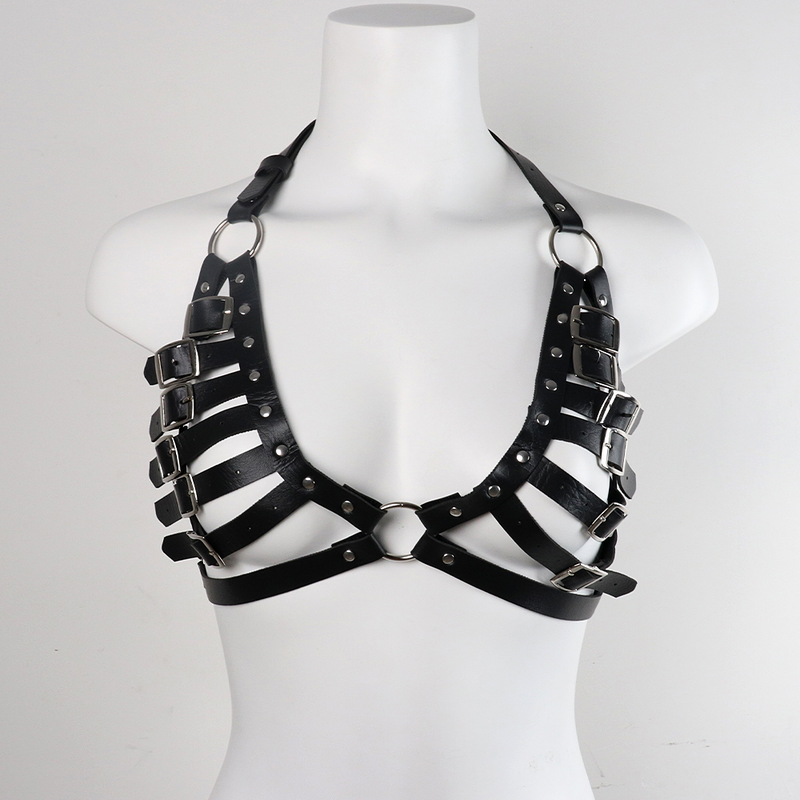 Leder PU Erotik BH Brust Bondage Gürtel Punk Körpergeschirr Dessous Käfig BDSM Goth Top Sklavenbrüste für Frauen_voghion.com