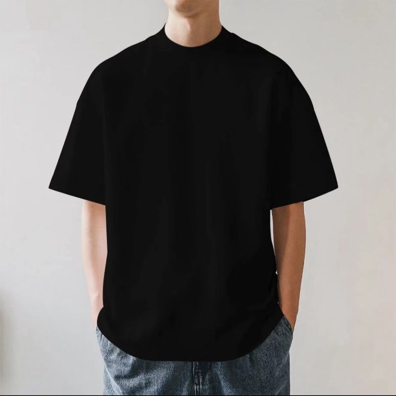 Maglietta unisex in puro cotone da 400 g, spessa, non trasparente, a maniche corte, stile americano, con scollo piccolo, ampia e comoda._voghion.com