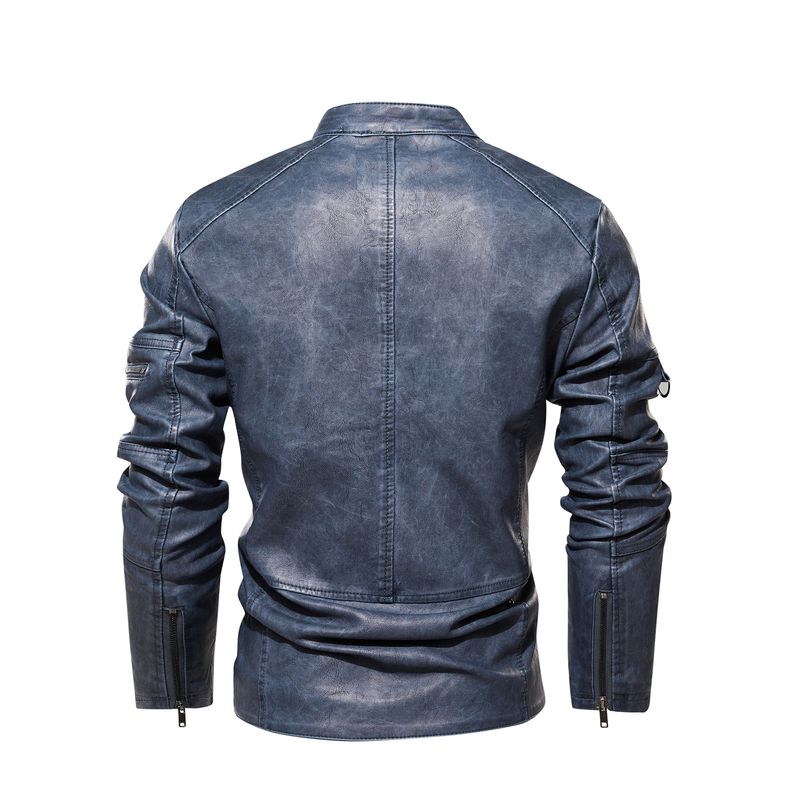 Men's Clothing retro washed leather jacket Men's leather jacket leather jacket_voghion.com
