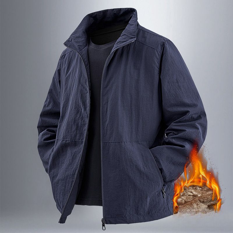 Giacca con colletto rialzato, nuova giacca invernale casual impermeabile foderata in pile, abbigliamento da uomo alla moda 2024_voghion.com