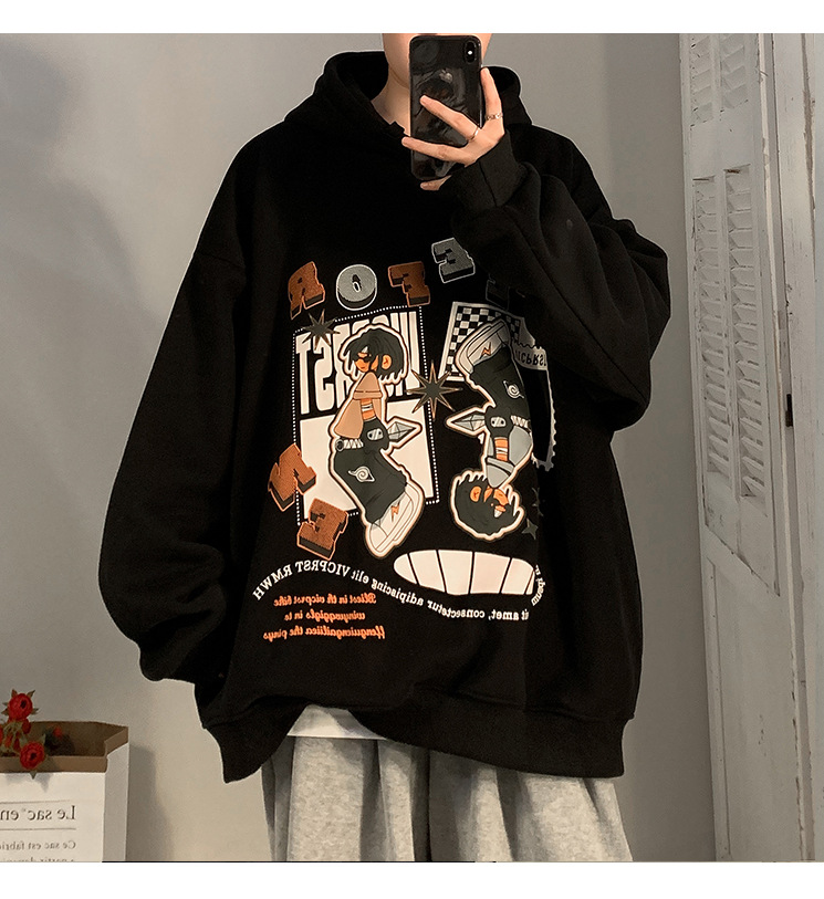 Felpa con cappuccio oversize da uomo autunno/inverno con cappuccio Hiphop e soprabito in pile alla moda_voghion.com