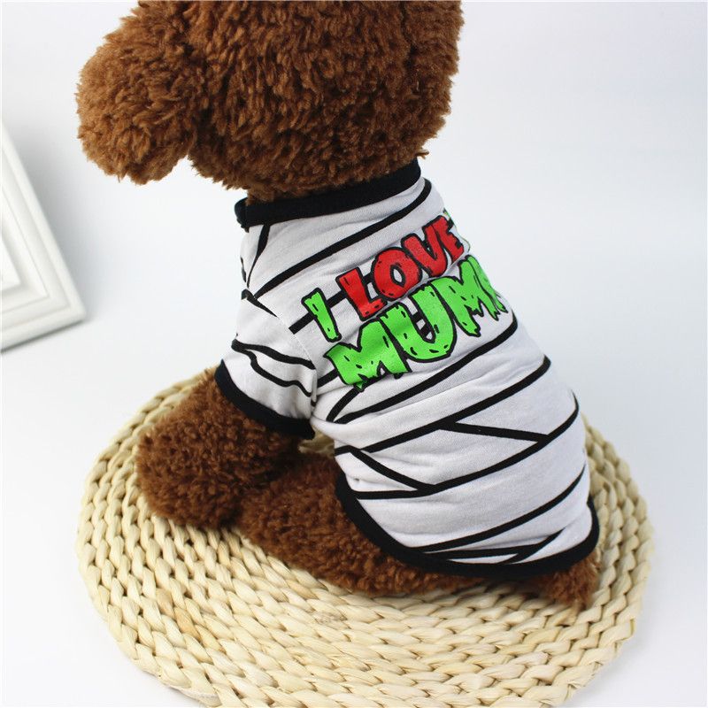 Camiseta estampada com desenho animado para cachorro primavera verão Teddy Bichon Roupas para animais de estimação Halloween_voghion.com