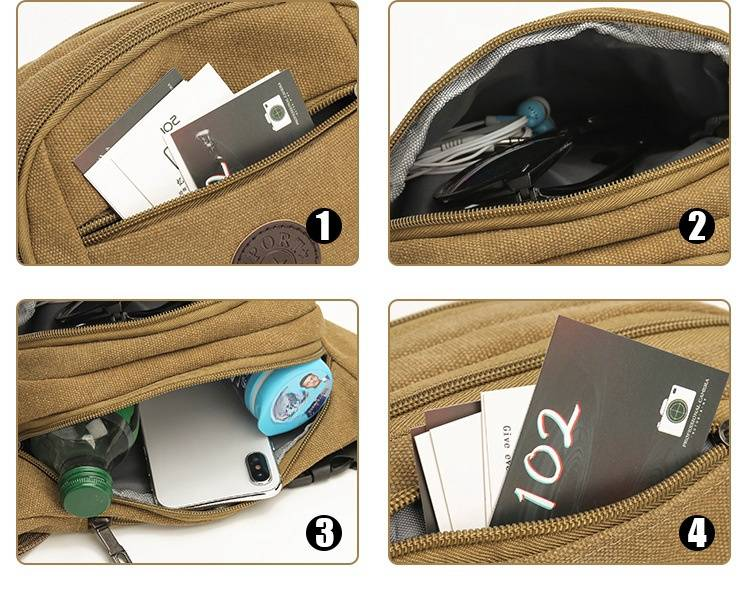 Marsupio da uomo Borsa a tracolla per cellulare in tela all'ingrosso Borsa per cellulare Borsa sportiva a tracolla Portafoglio mobile da viaggio (etichetta rotonda)_voghion.com