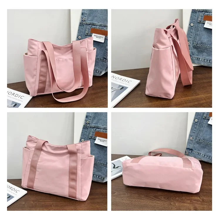 2024 Borsa da donna nuova Borsa tote in tinta unita Borsa a tracolla per pendolarismo Per il tempo libero Borsa semplice per mamma Borsa per uscire Borsa in nylon di grande capacità_voghion.com