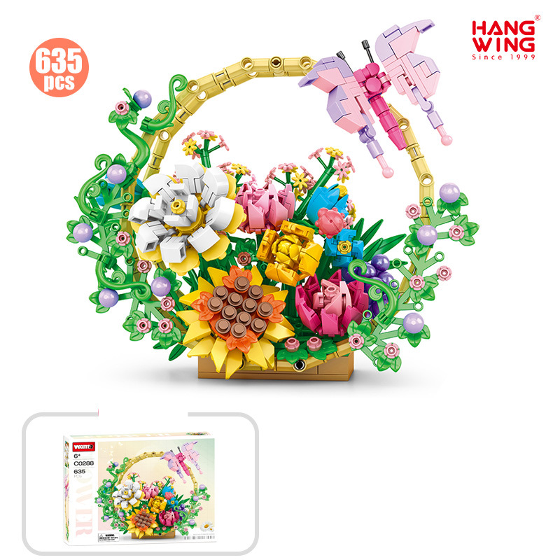 Byggklossar blomleksaker byggklossbukett blomsterarrangemang pojkar och flickor vuxna presenter små partiklar byggklossset_voghion.com