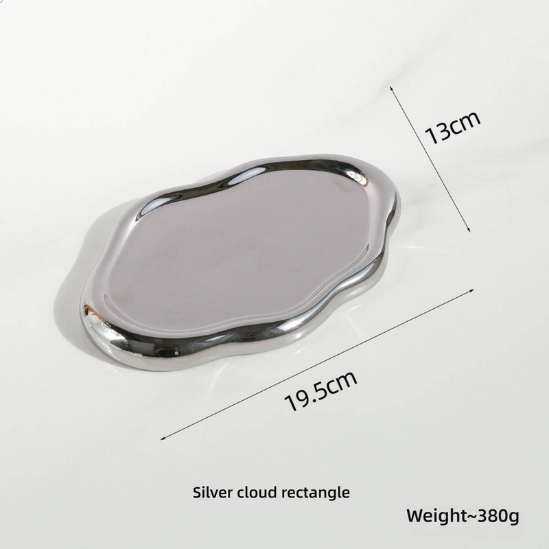 Plateau en céramique en forme de nuage - Assiette décorative minimaliste pour salle à manger, rangement de bijoux et décoration intérieure - Plat de service polyvalent_voghion.com