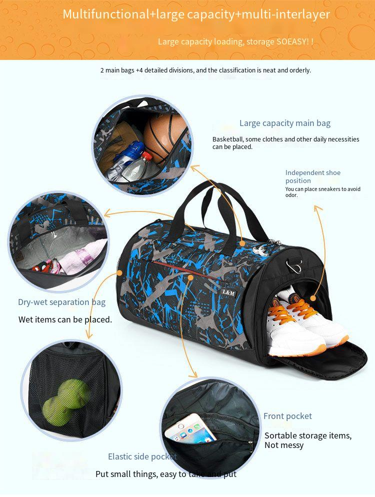 Sac de fitness, sac à bandoulière pour homme, sac de yoga, sac de sport pour femme, sac d'entraînement à main, sac de voyage transfrontalier, sac de séparation sec et humide_voghion.com