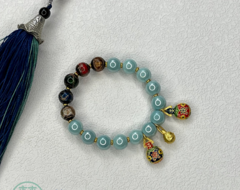 10mm Beaded Bracelet - Colorful Glass Beads, Enamel Charms & Tassel, Trendy Boho Jewelry For Women, Ideal Festival Gift_voghion.com