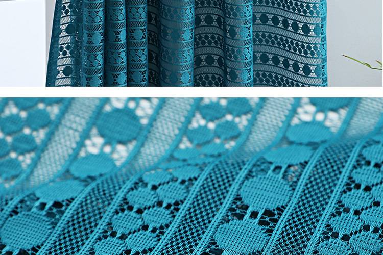 Nordische blaue Spitzenvorhänge mit Punkten – halbtransparente Fensterpaneele mit Stangentasche für Wohnzimmer, Schlafzimmer und Büro_voghion.com