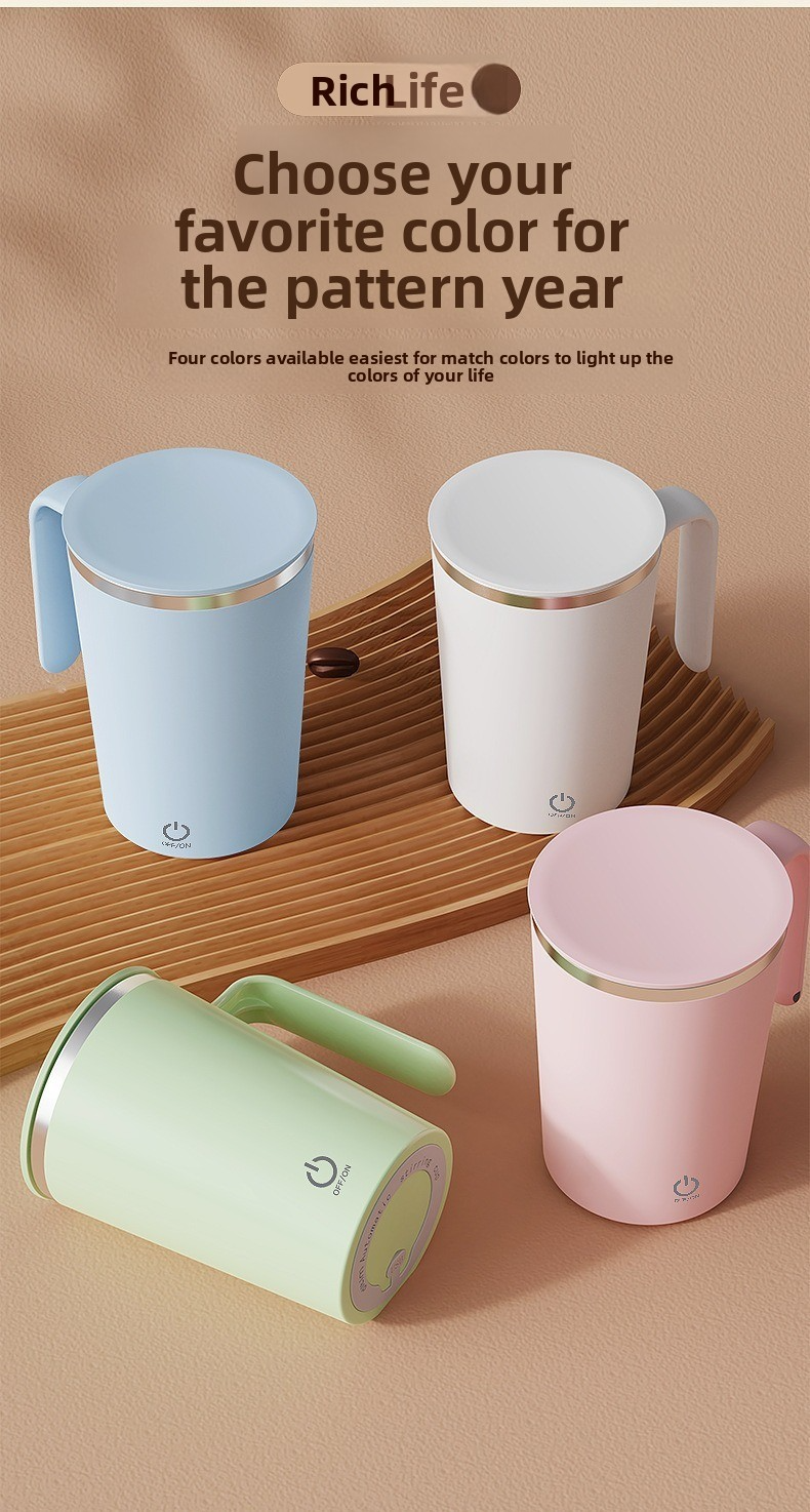 Auto-Stirring Travel Mug – USB Rechargeable & Battery-Powered Mixing Cup For Coffee, Protein Shakes, Tea, 380ml, Leakproof, One-Touch Operation_voghion.com