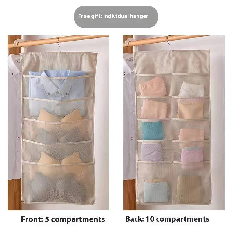 Space-Saving Hanging Organizer For Underwear, Bras, Socks & More - Double-Sided Fabric Storage Bag With Multiple Pockets For Closet, Door & Travel_voghion.com